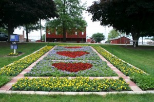 Elkhart County 4-H Grounds has heart-themed quilt garden. Photo courtesy Elkhart County Convention & Visitors Bureau