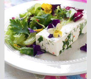 Pansies and violas are the perfect floral complement in a salad of fresh spring greens and feta cheese. ©Wiktory/iStockphoto 