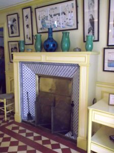 blue and white tile monet's dining room