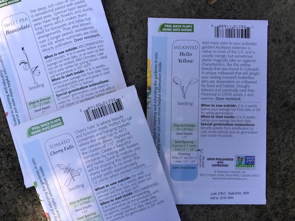 Seed packets give lots of how-to sowing nformation
